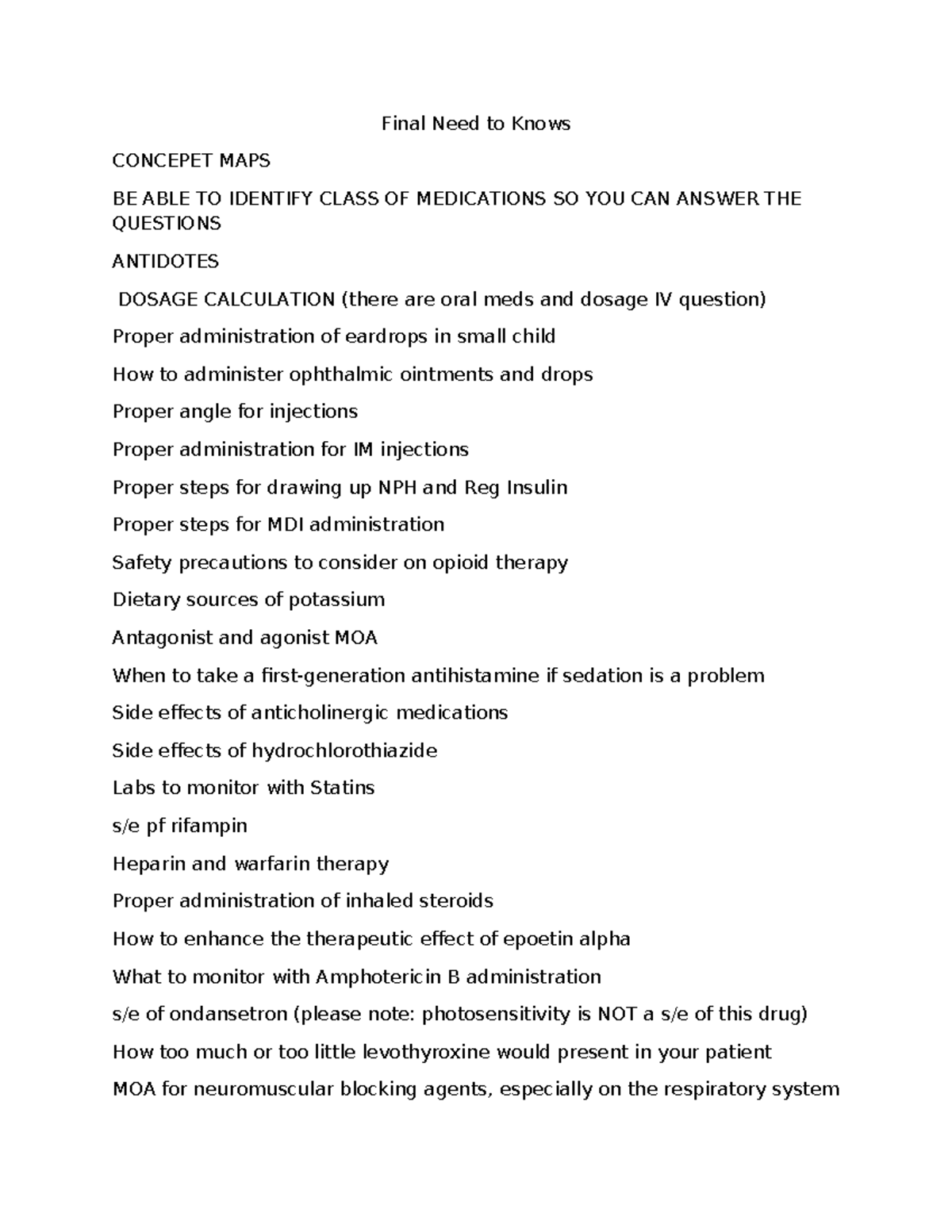 Pharm Summer 2024 Final Exam: Key Concepts & Medication Guidelines ...