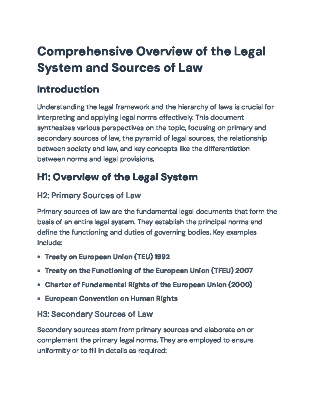 Overview of Legal Sources and Systems: Framework, Norms, and Society ...