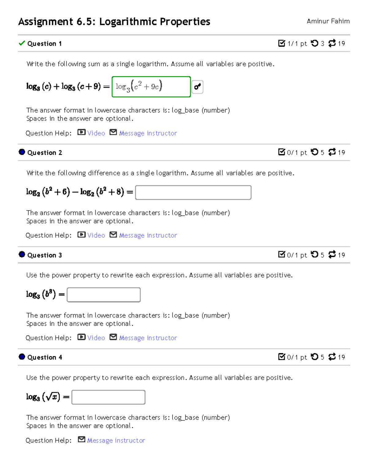 Assignment 6.5: Logarithmic Properties and Solutions - Studocu