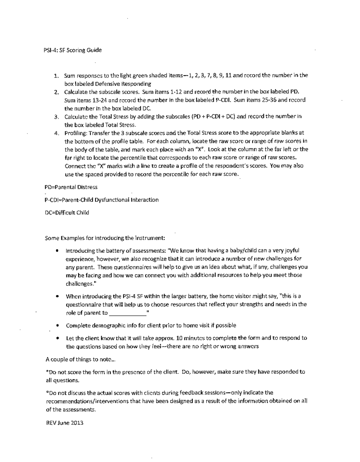 PSI-4 Scoring Guide: Total Stress & Subscale Calculations - Studocu