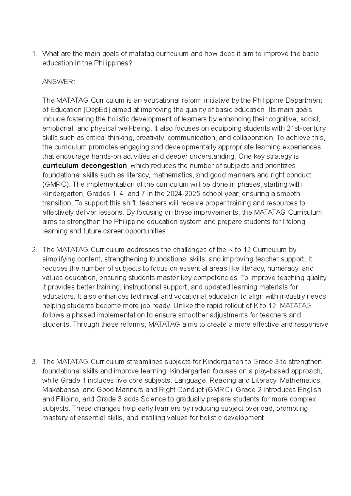 K to 12 Curriculum: The Necessity of Reform for Future Readiness - Studocu