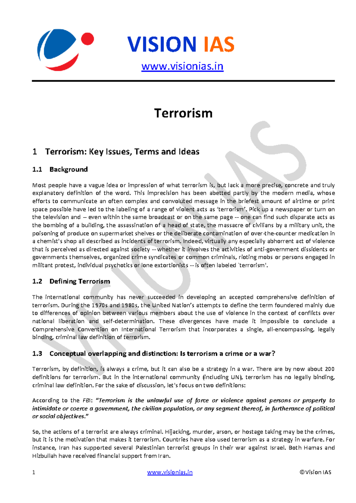 Terrorism: Key Concepts and Issues in Political Analysis (POL320) - Studocu