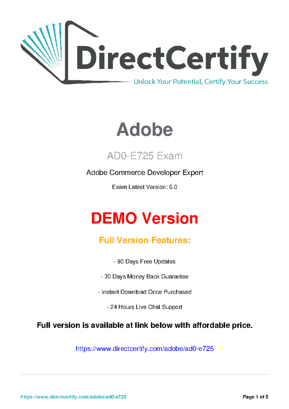 AD0-E725 Adobe Commerce Developer Expert Exam Q&A Guide - Studocu