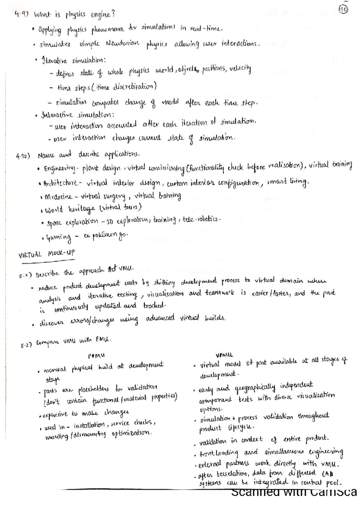 Physics Engine Applications and VMU Insights (Course Code: 10 4.9 ...