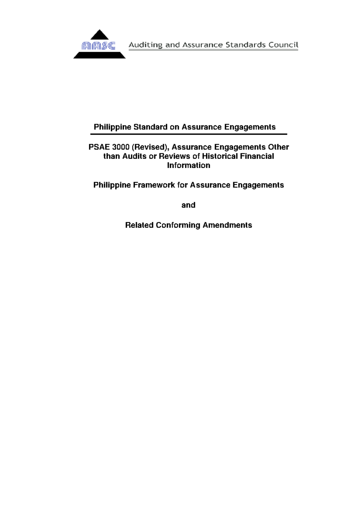 PSAE 3000: Revised Philippine Standard on Assurance Engagements - Studocu