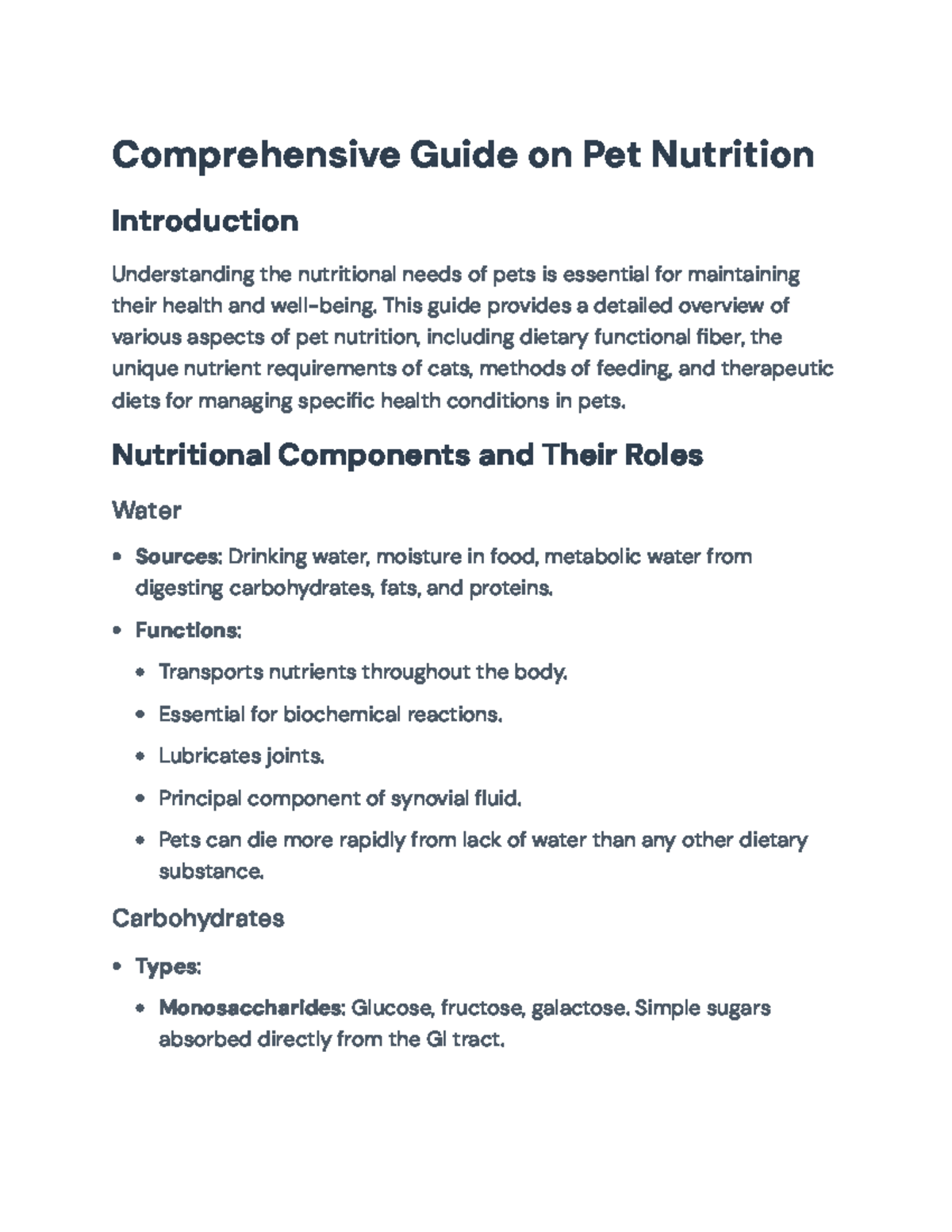 Comprehensive Guide on Pet Nutrition: Key Components and Feeding ...