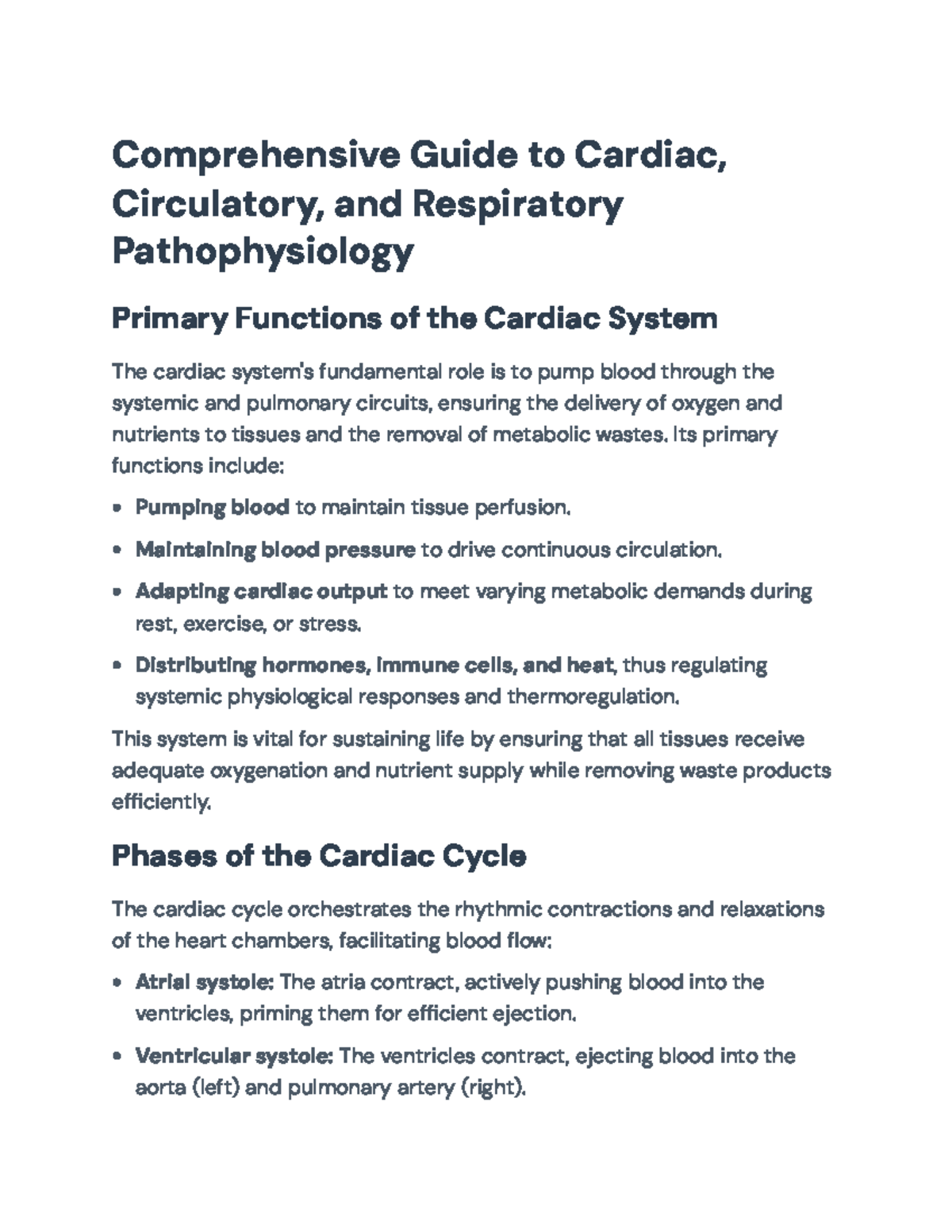 Comprehensive Overview of Cardiac & Respiratory Pathophysiology (MED ...