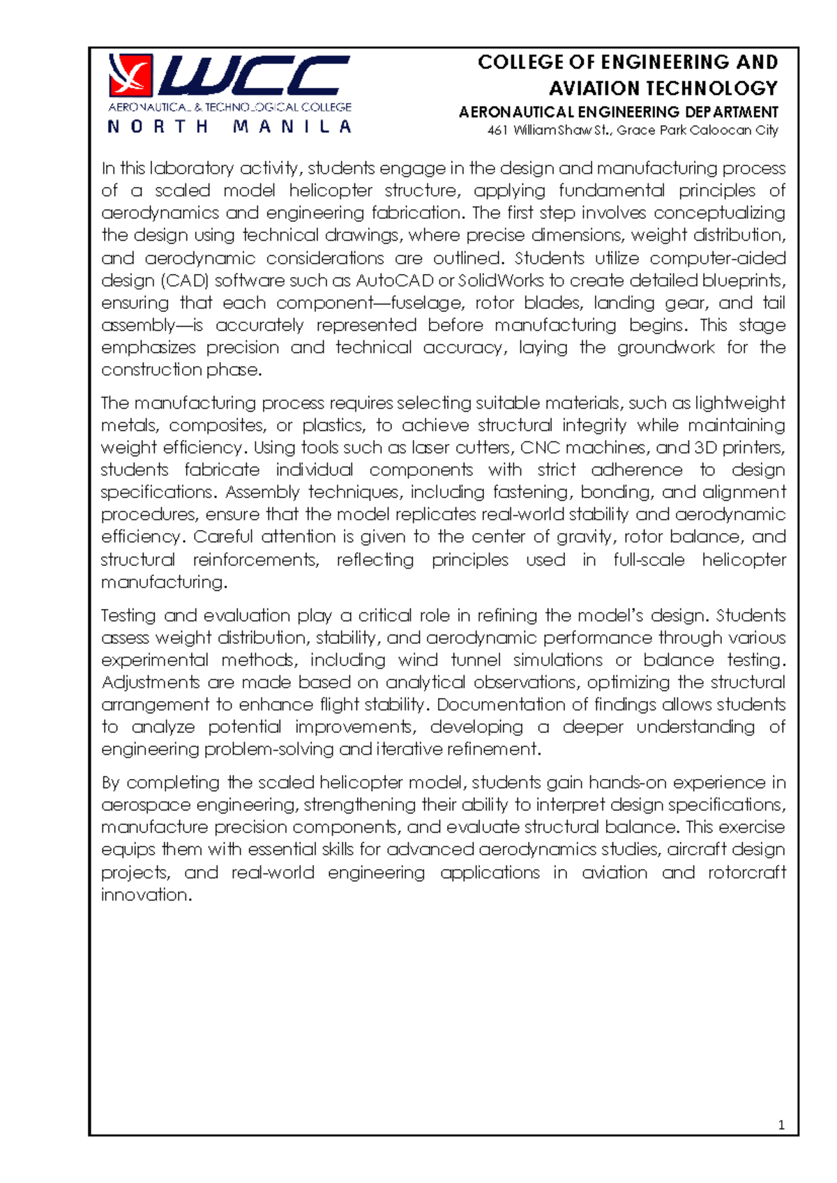 AEE 672 Technical Report: Model Helicopter Design & Manufacturing - Studocu