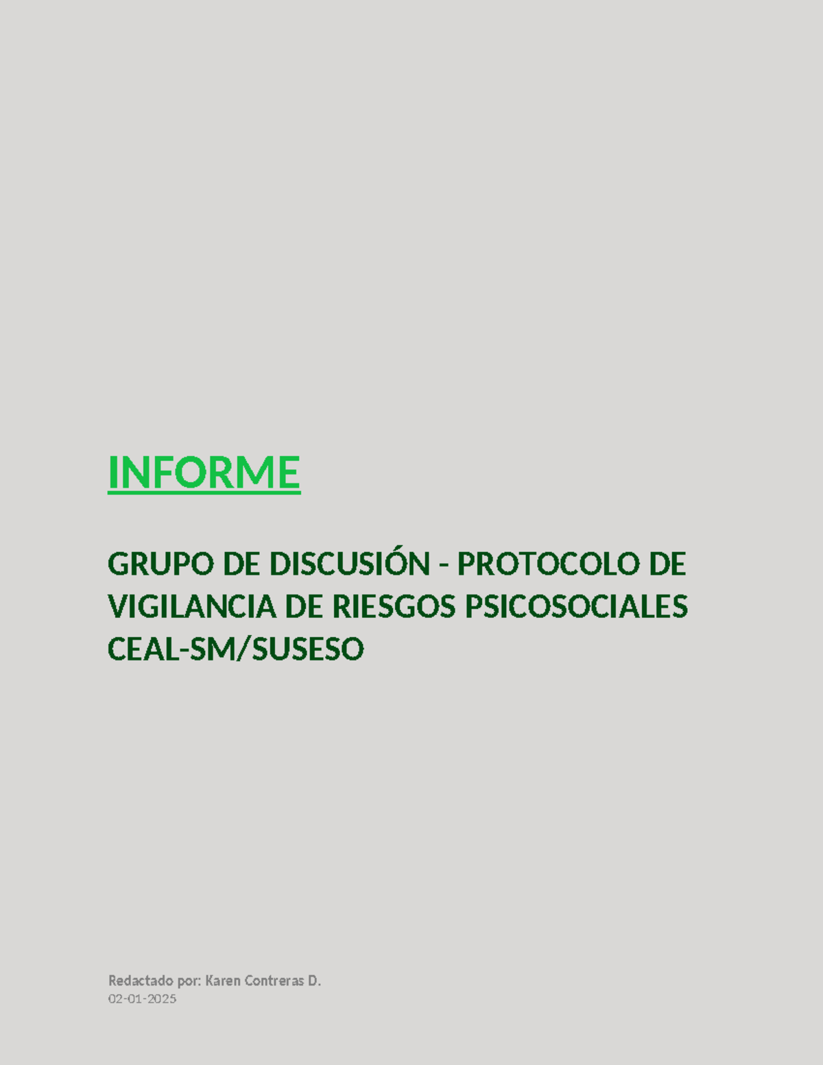 Informe Grupo de Discusión: Protocolo de Vigilancia de Riesgos Psicosociales - Document Preview