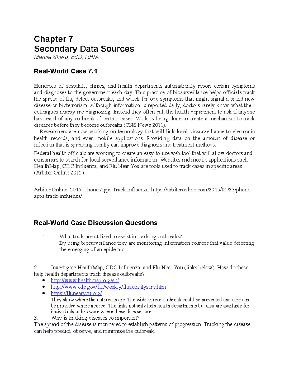 Ch 07 Secondary Data Sources and Biosurveillance Overview - Studocu
