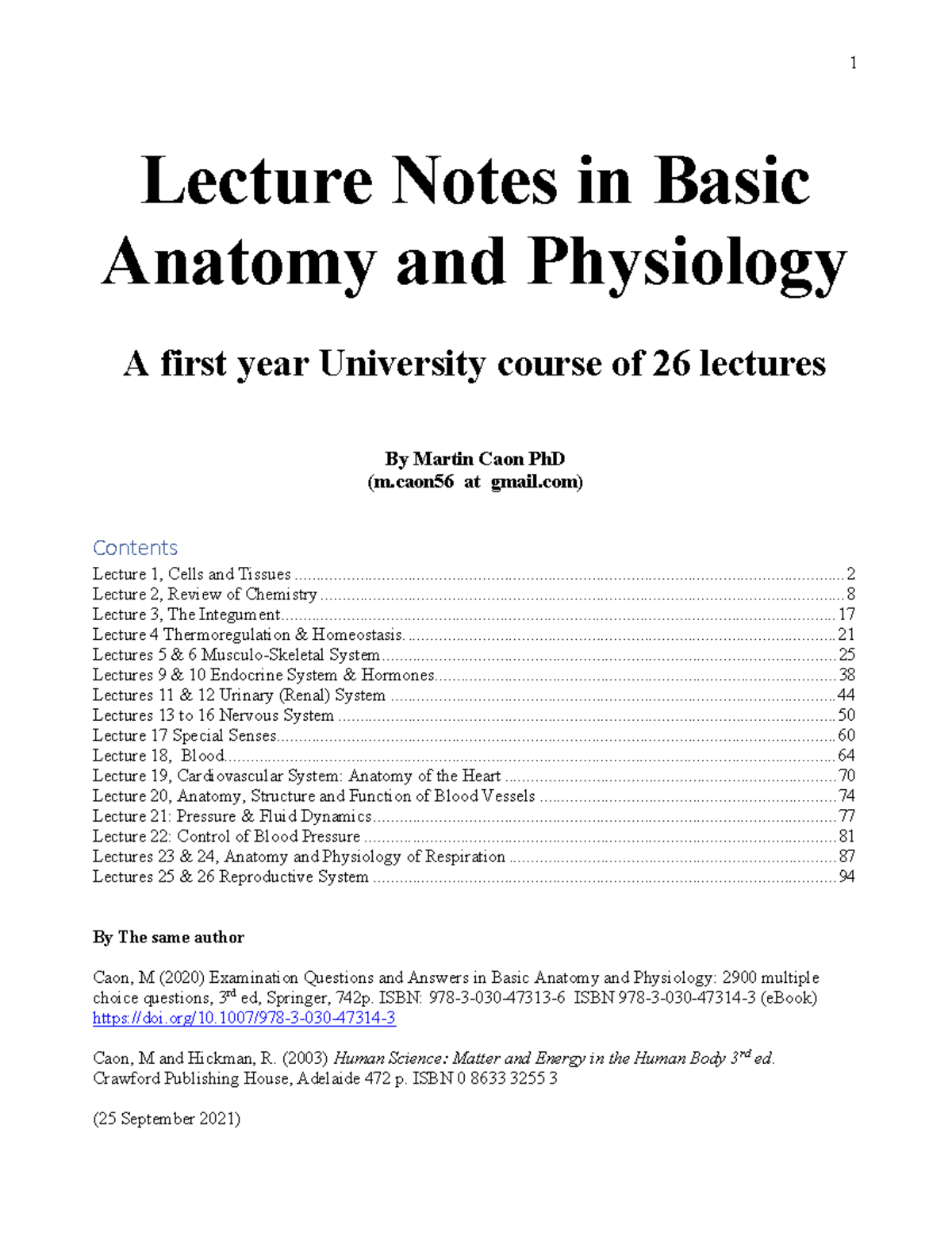 AP 101 Lecture Notes: Anatomy and Physiology Overview - Studocu