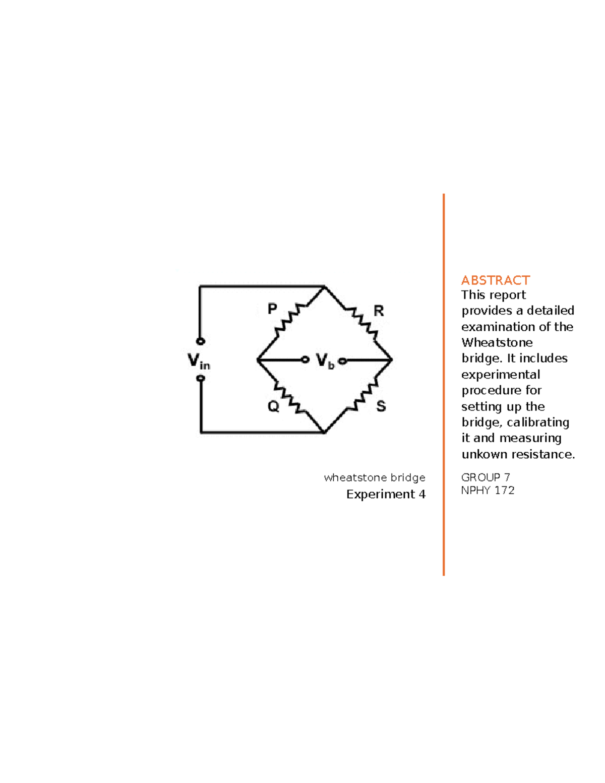 Wheatstone bridge experiment - ####### wheatstone bridge Experiment 4 ...