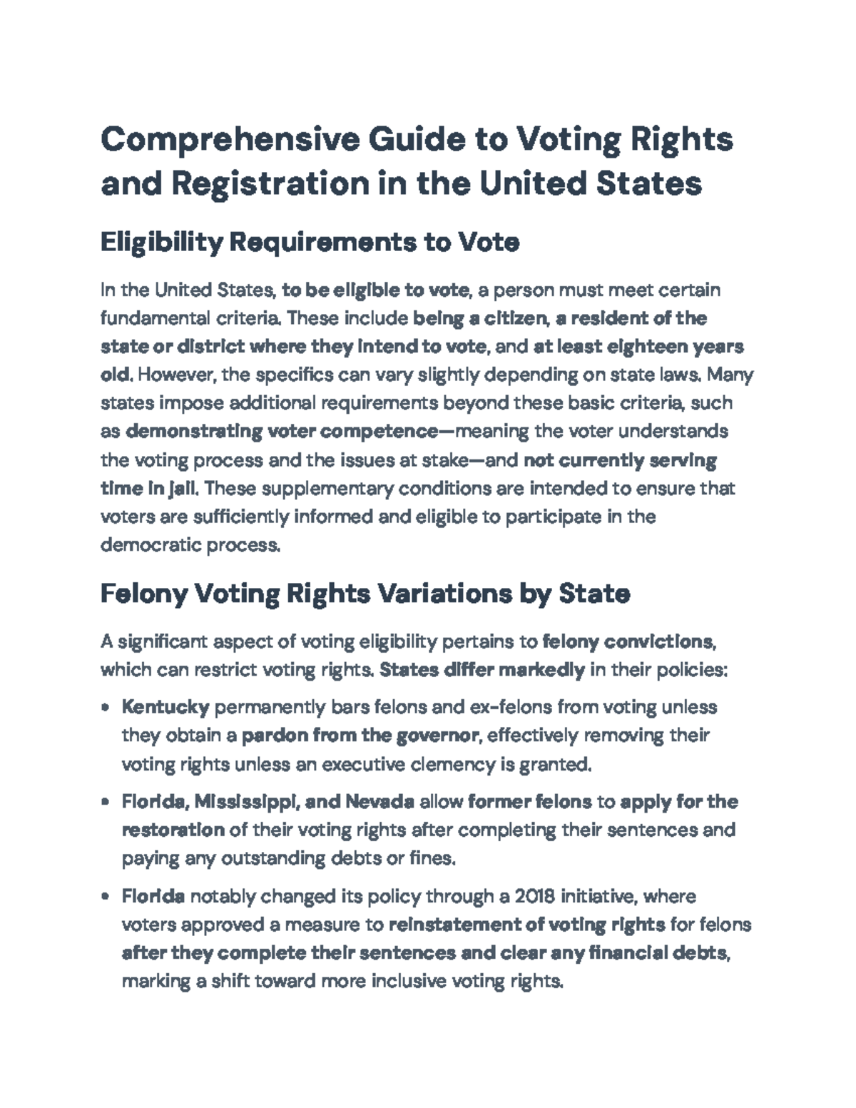 Comprehensive Guide to Voting Rights & Registration in the U.S. - Studocu