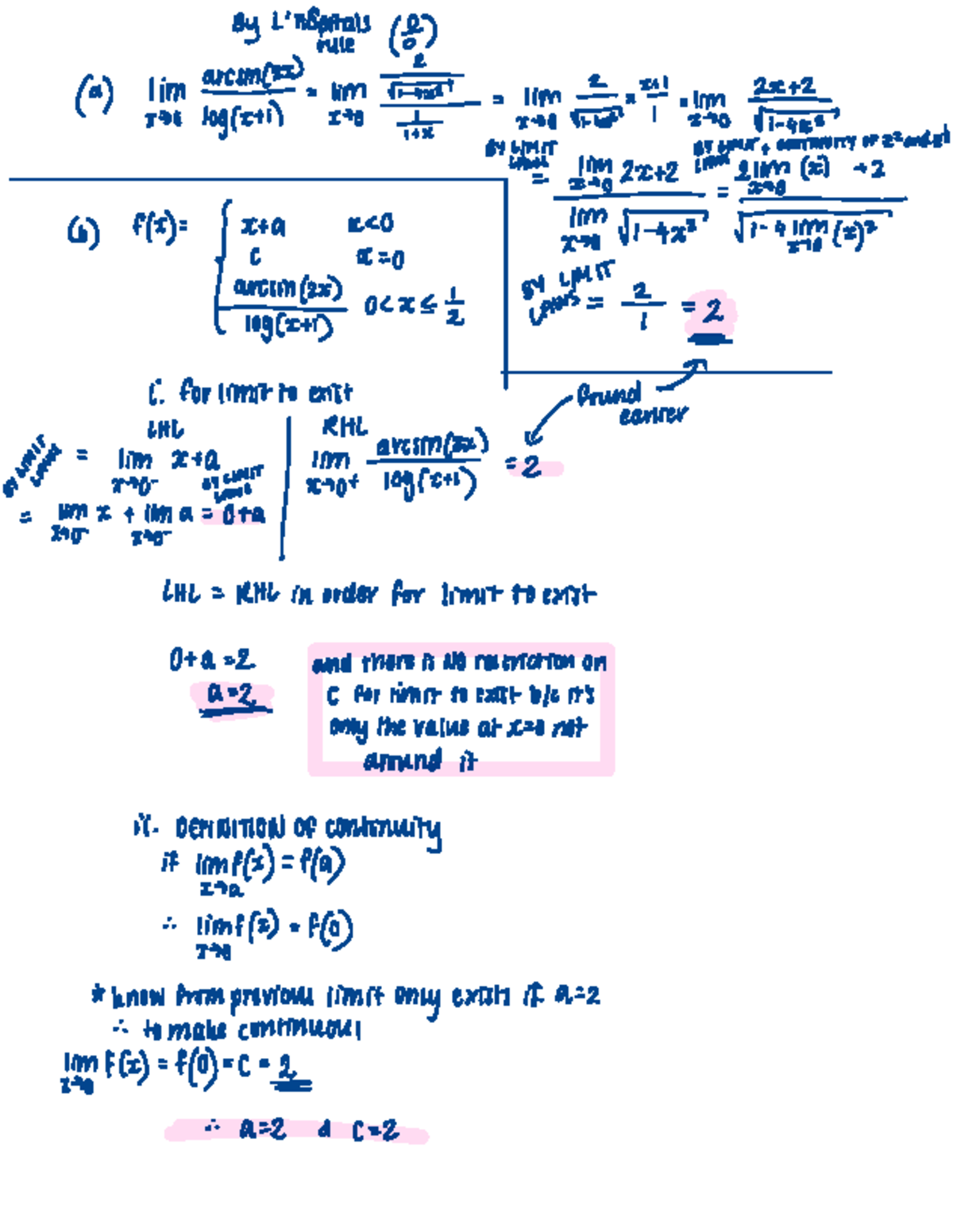 Assignment 1 - Calc 1 - By L'Hopitals (a) rule (a)limim BY LIMIT+ ...