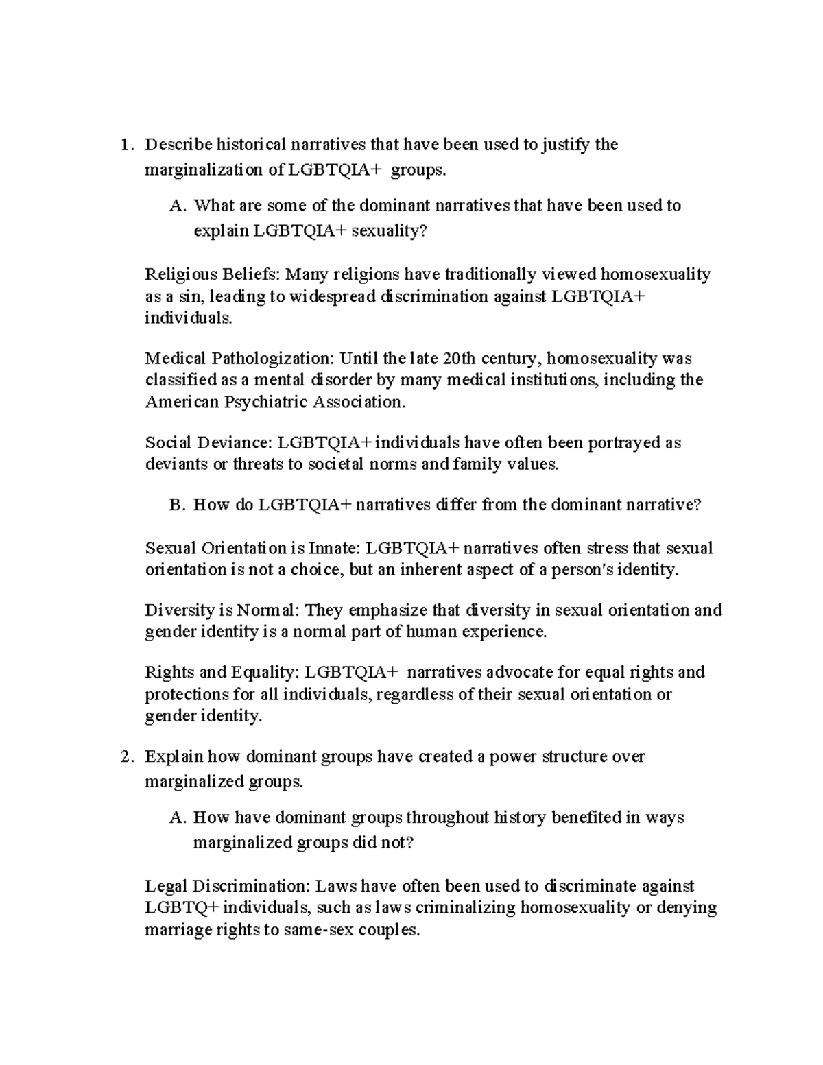 HIS-217-Week4 - Exploring LGBTQIA+ Marginalization Narratives - Studocu