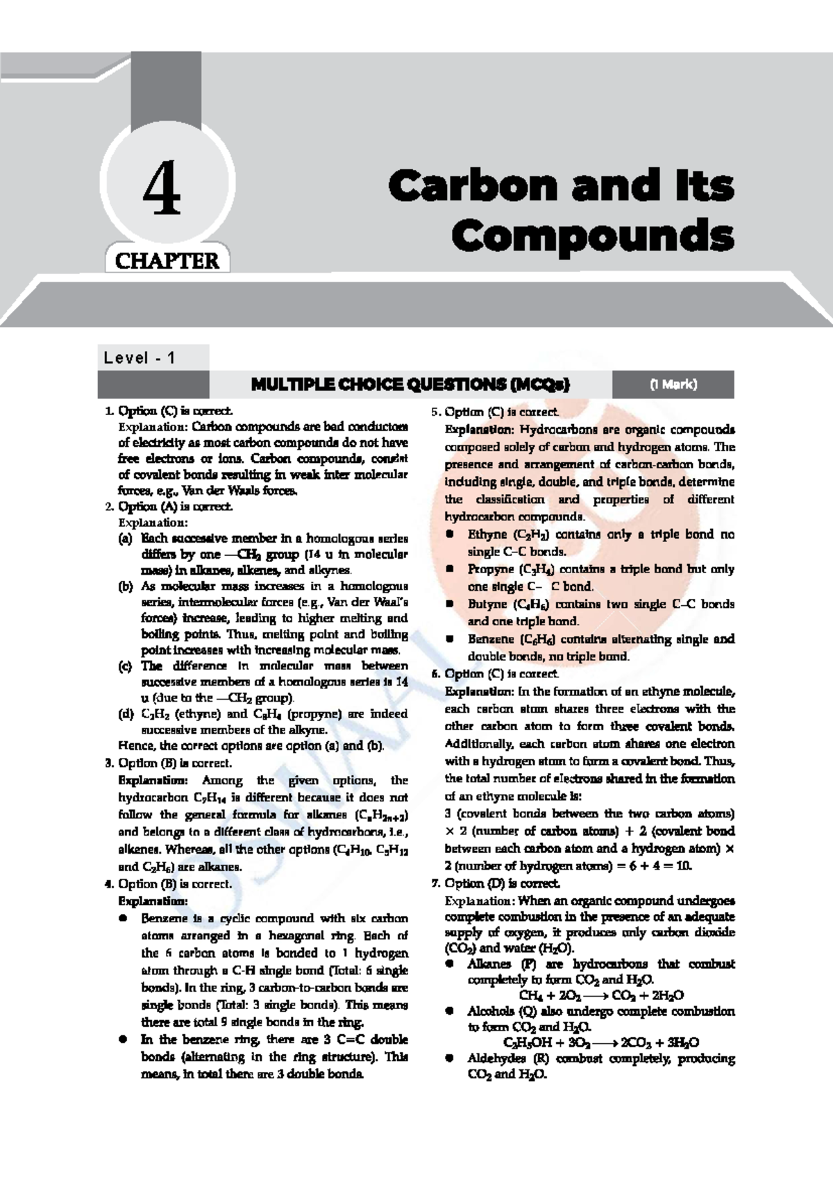Ch-4: Carbon and Its Compounds - Level 1 & 2 Explanations - Studocu