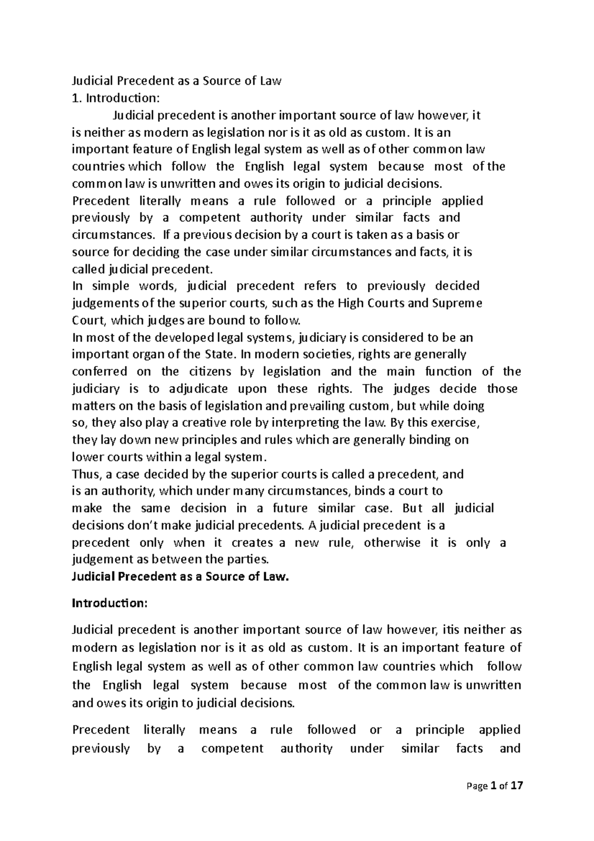 Judicial Precedent as a Legal Source: An In-Depth Analysis - Studocu