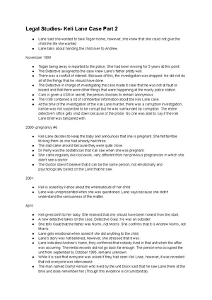 Keli Lane Case Study - Legal Analysis & Key Events (Part 2) - Studocu