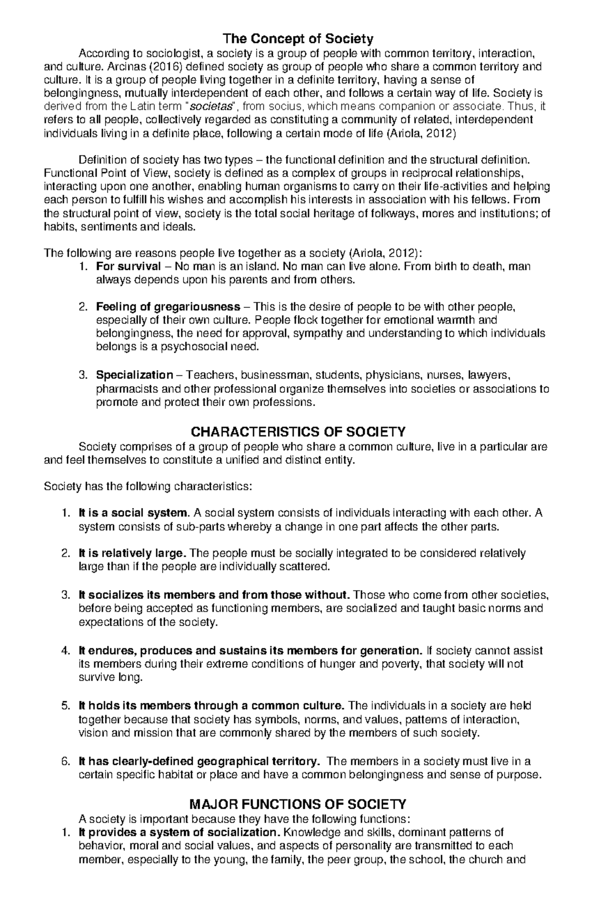 UCSP 2ND Semester Quarter 1: Understanding Society Concepts and ...