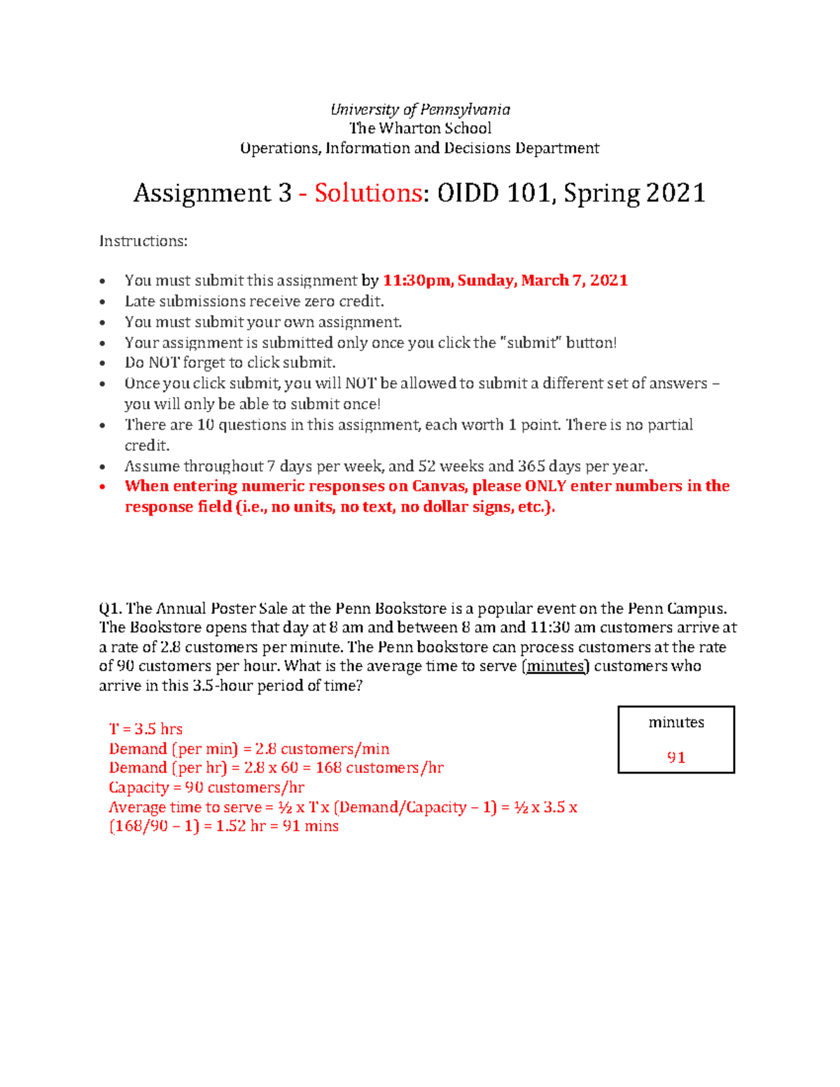 A3 Solutions - Spring 2021 - University of Pennsylvania The Wharton ...