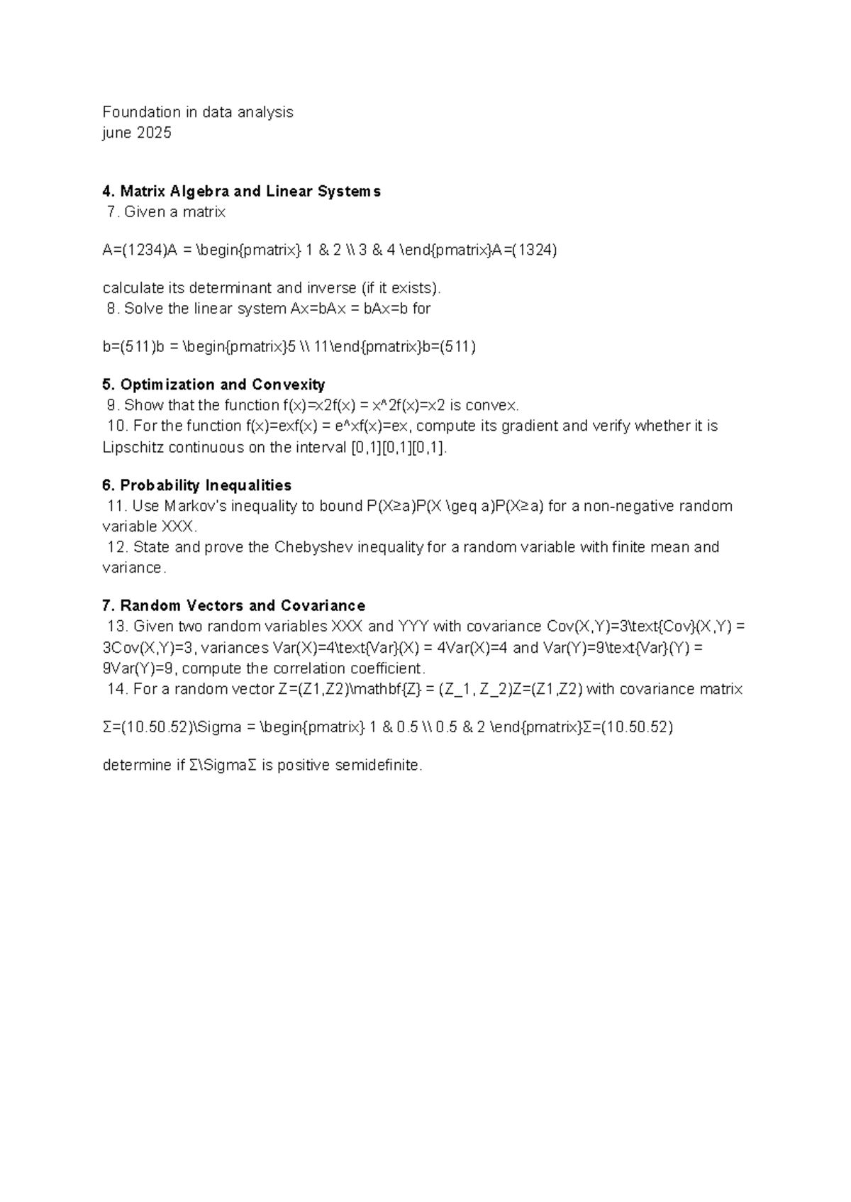 Foundation in Data Analysis: Matrix Algebra & Probability Concepts ...