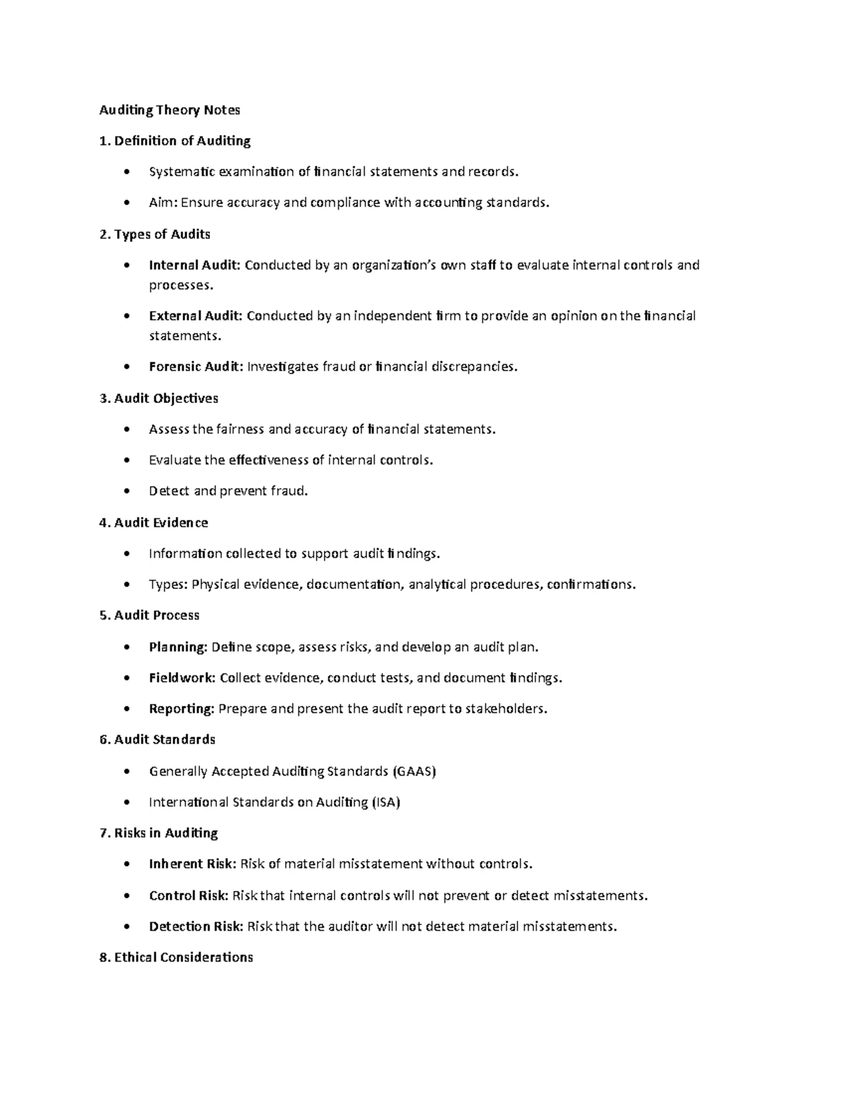 Auditing Theory Notes: Key Concepts and Types of Audits - Studocu