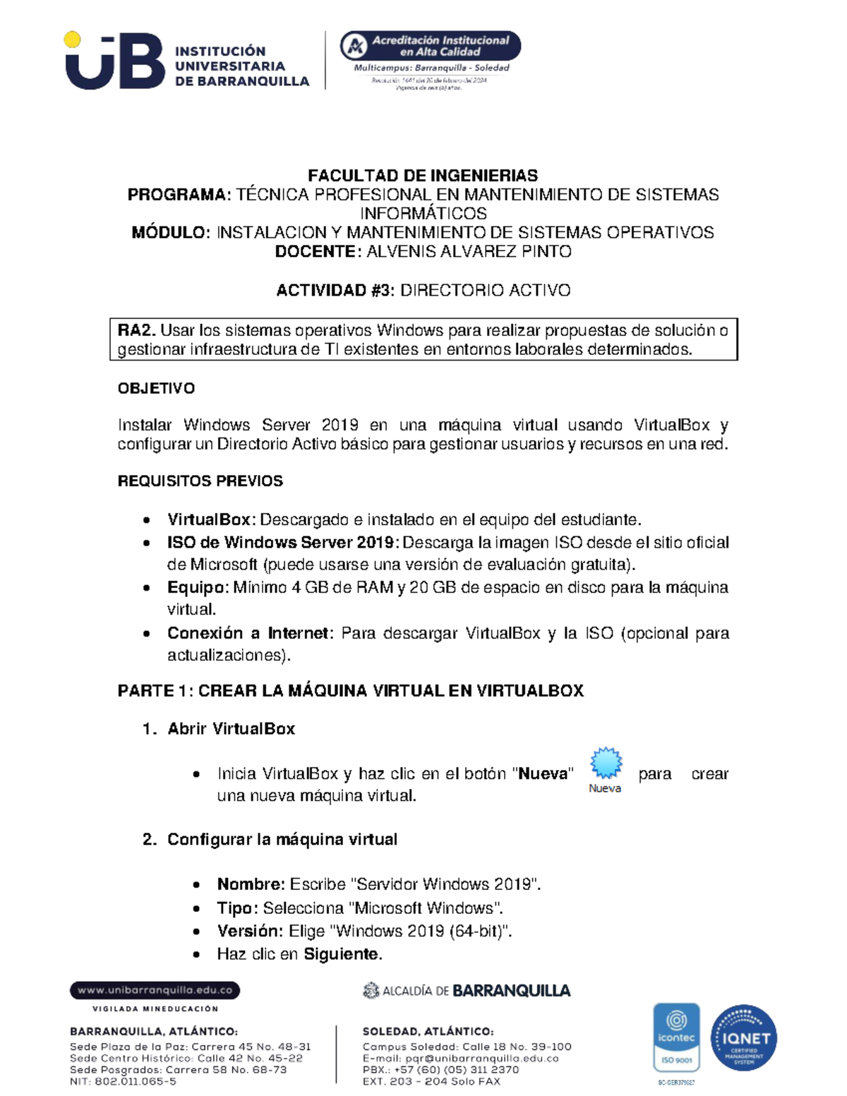 Instalación y Configuración de Active Directory en Windows Server 2019 - Document Preview