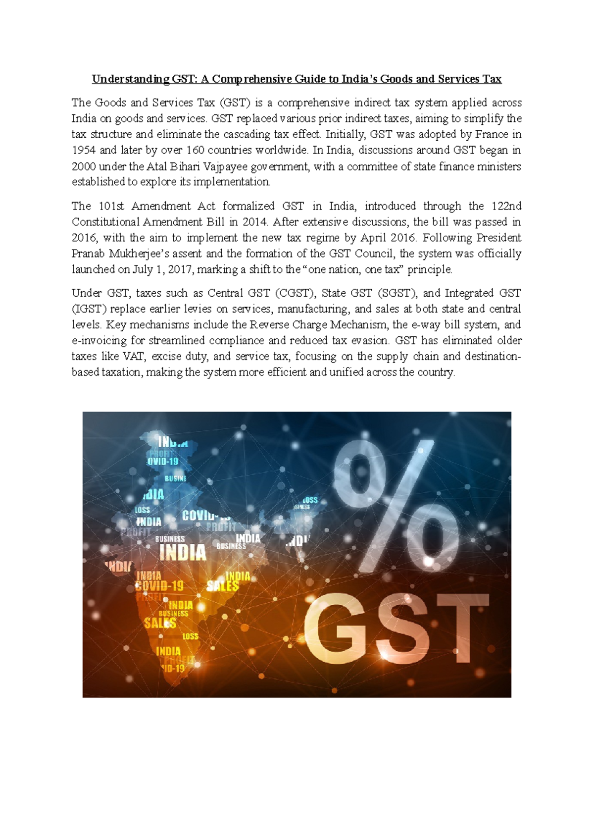 GST Blog: Understanding Goods and Services Tax in India - Studocu