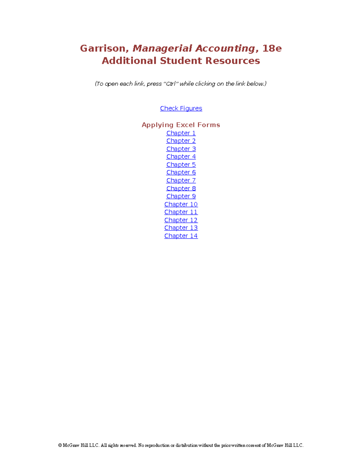 Garrison 18e asr - Additional Notes - Garrison, Managerial Accounting ...