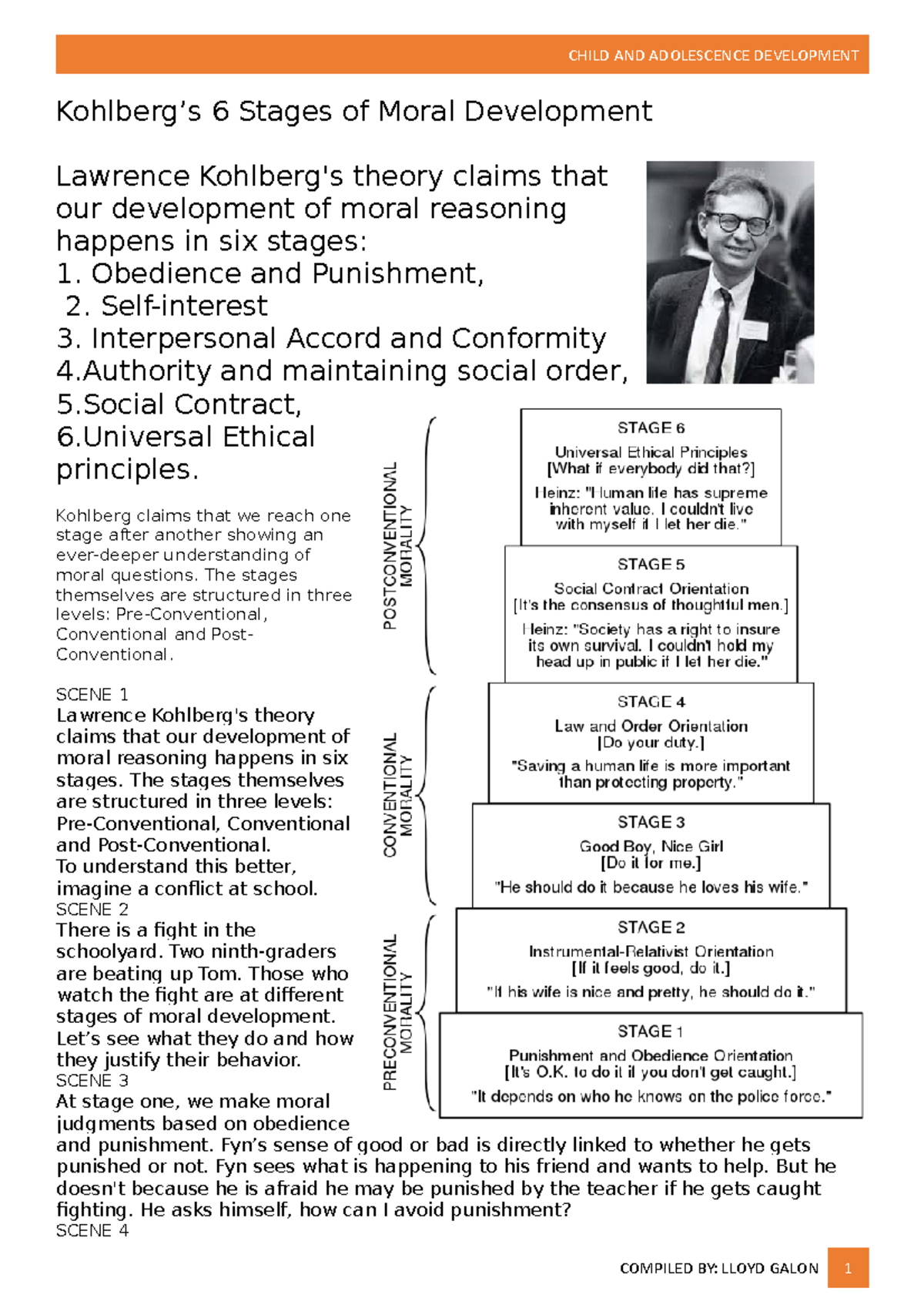 Kohlberg 20 stages of Development   CHILD AND ADOLESCENCE ...