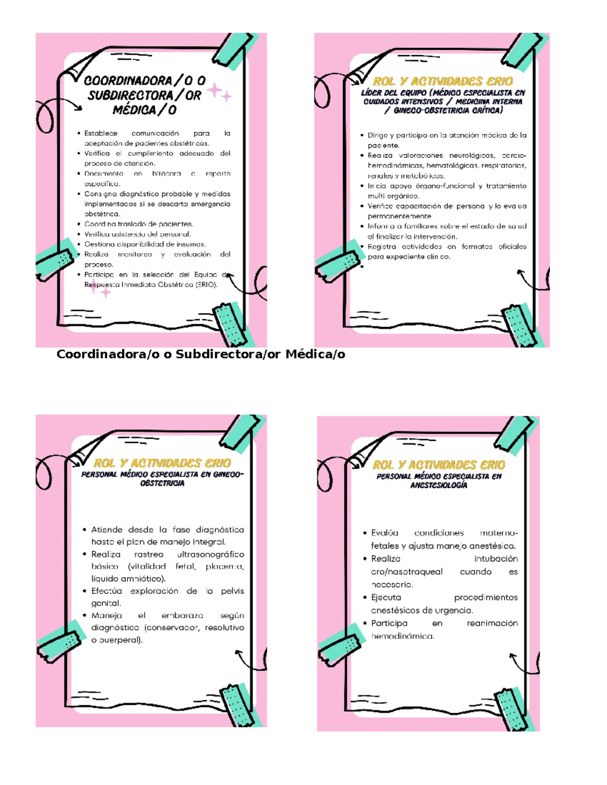 Tarjetas de Actividades ERIO para Atención Médica Obstétrica - Studocu