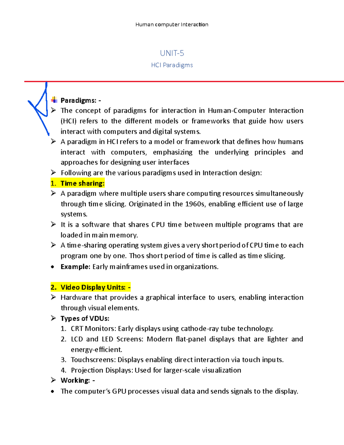 HCI - Notes on Interaction Paradigms and User Interfaces - Studocu