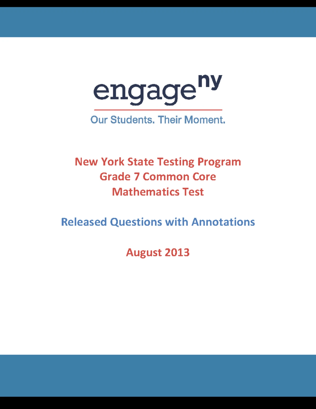 Grade 8 Mathematics Test: Released Questions & Annotations (Aug 2013 ...