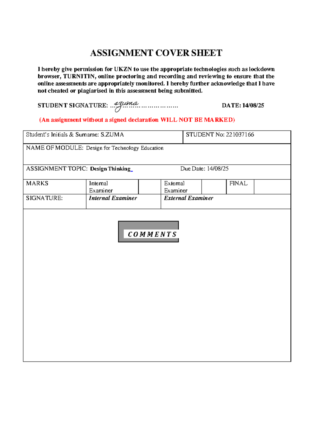 Assignment 3 2025 final - ASSIGNMENT COVER SHEET I hereby give ...