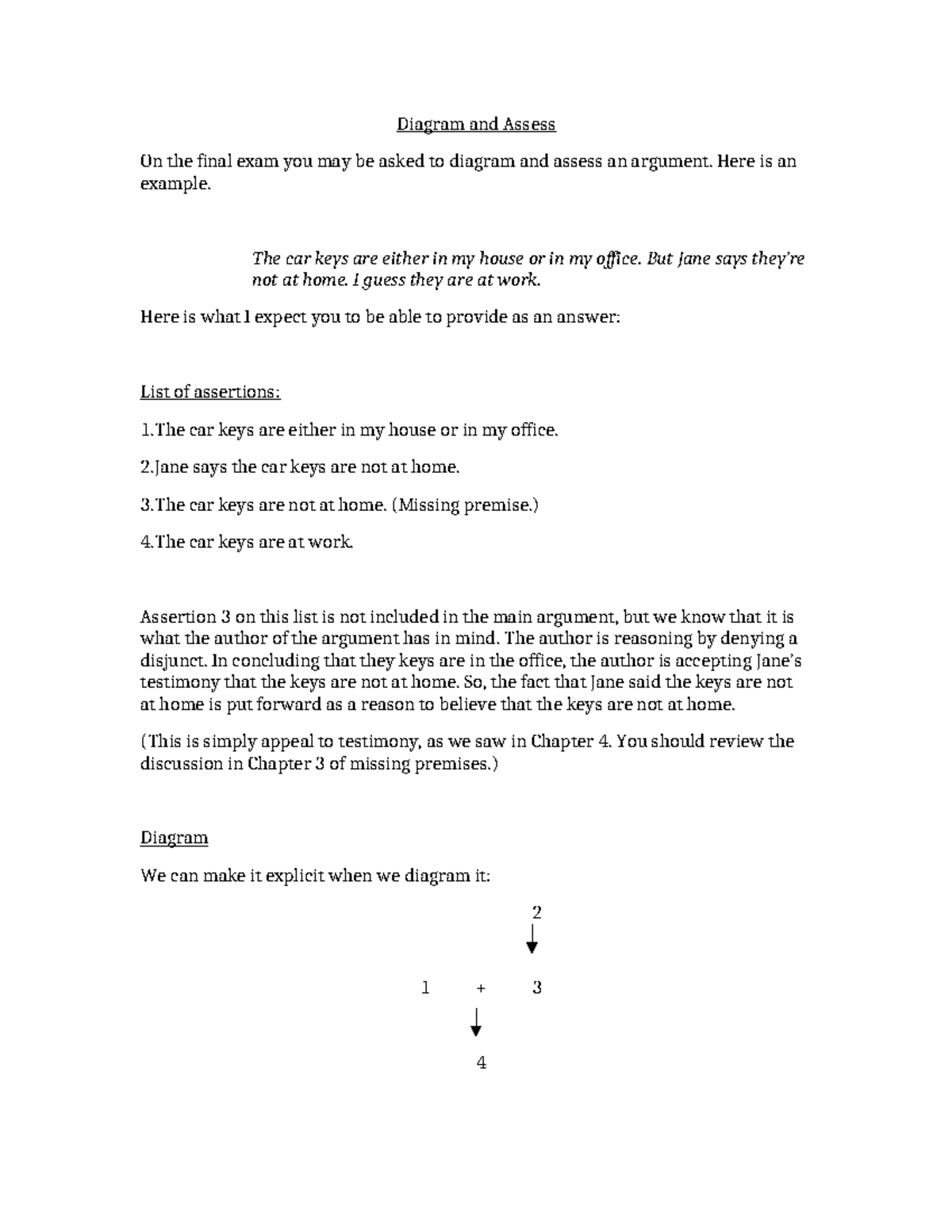 Final Exam: Diagramming and Assessing Arguments - Studocu