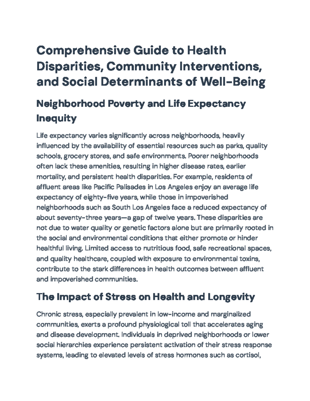 Comprehensive Overview of Health Disparities & Community Interventions ...