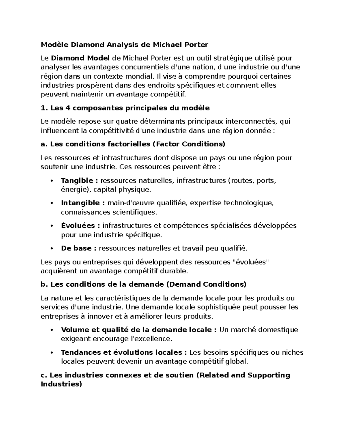 Diamond analysis - Il vise à comprendre pourquoi certaines industries ...