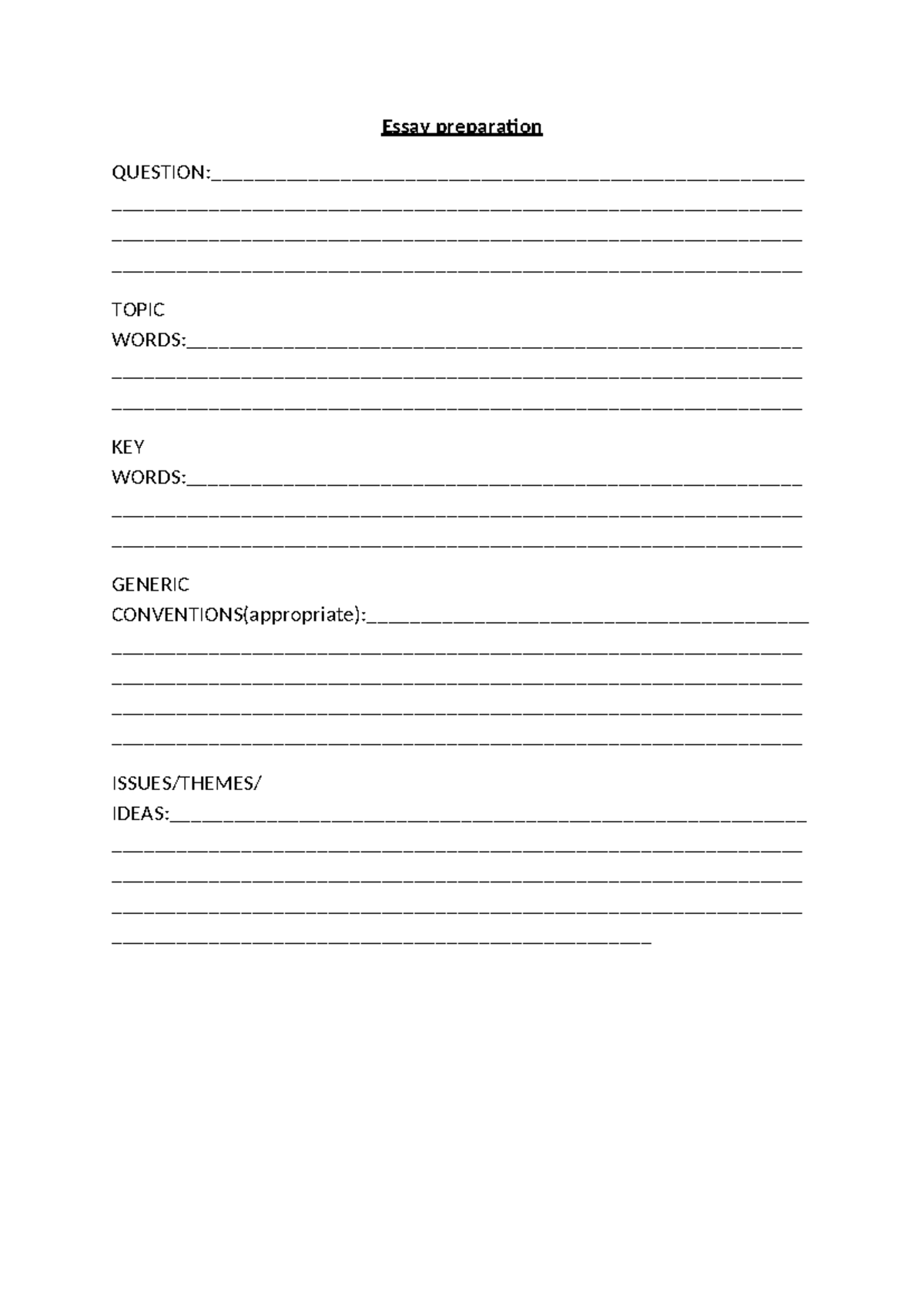 Essay Plan Template: Key Elements for Effective Writing - Studocu