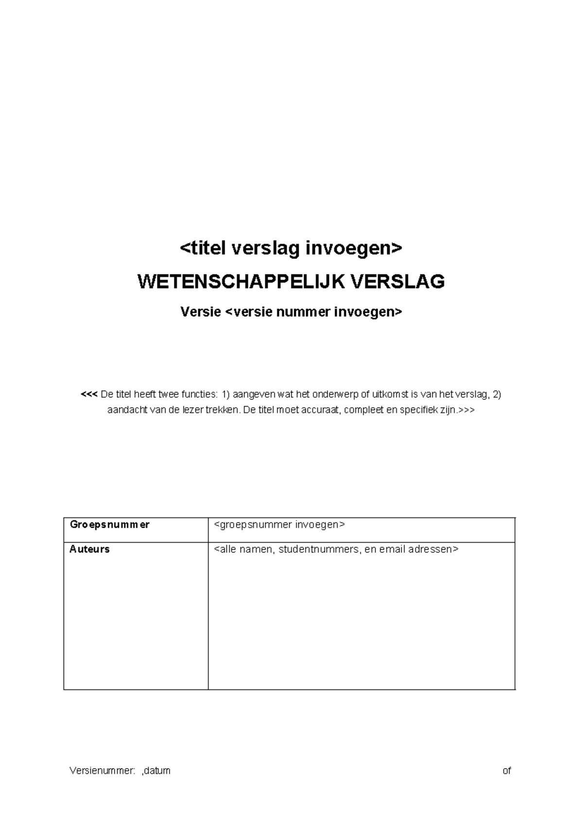 Template voor Wetenschappelijk Verslag 2025: Structuur en Inhoud ...