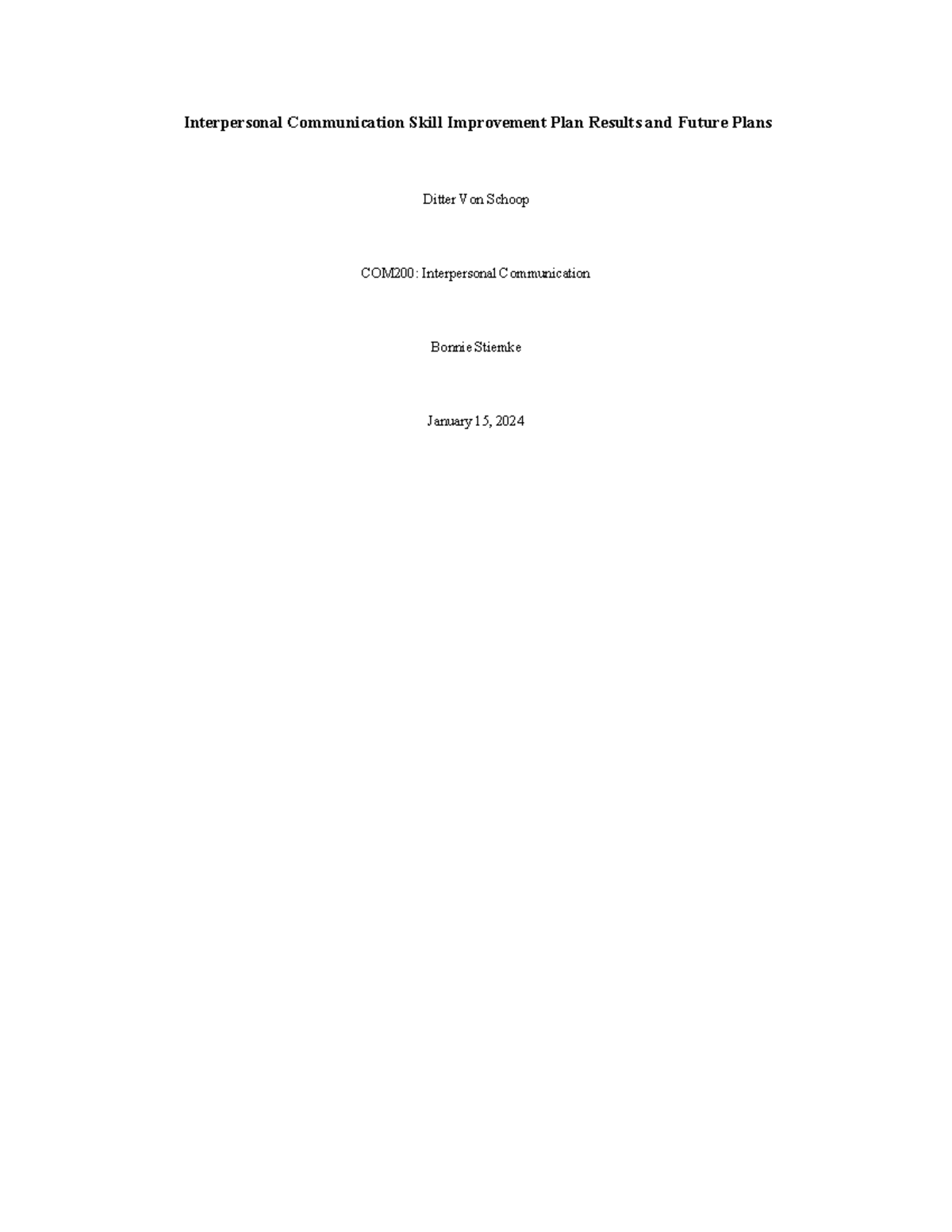 COM200: Week 5 Final Assignment - Interpersonal Communication Skill ...