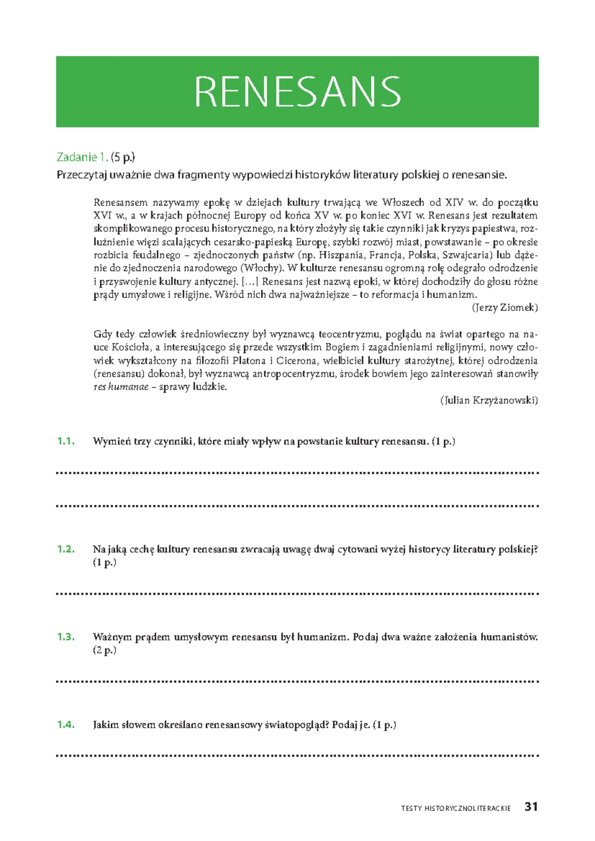 Sprawdzian Z Renesansu 1 Gimnazjum