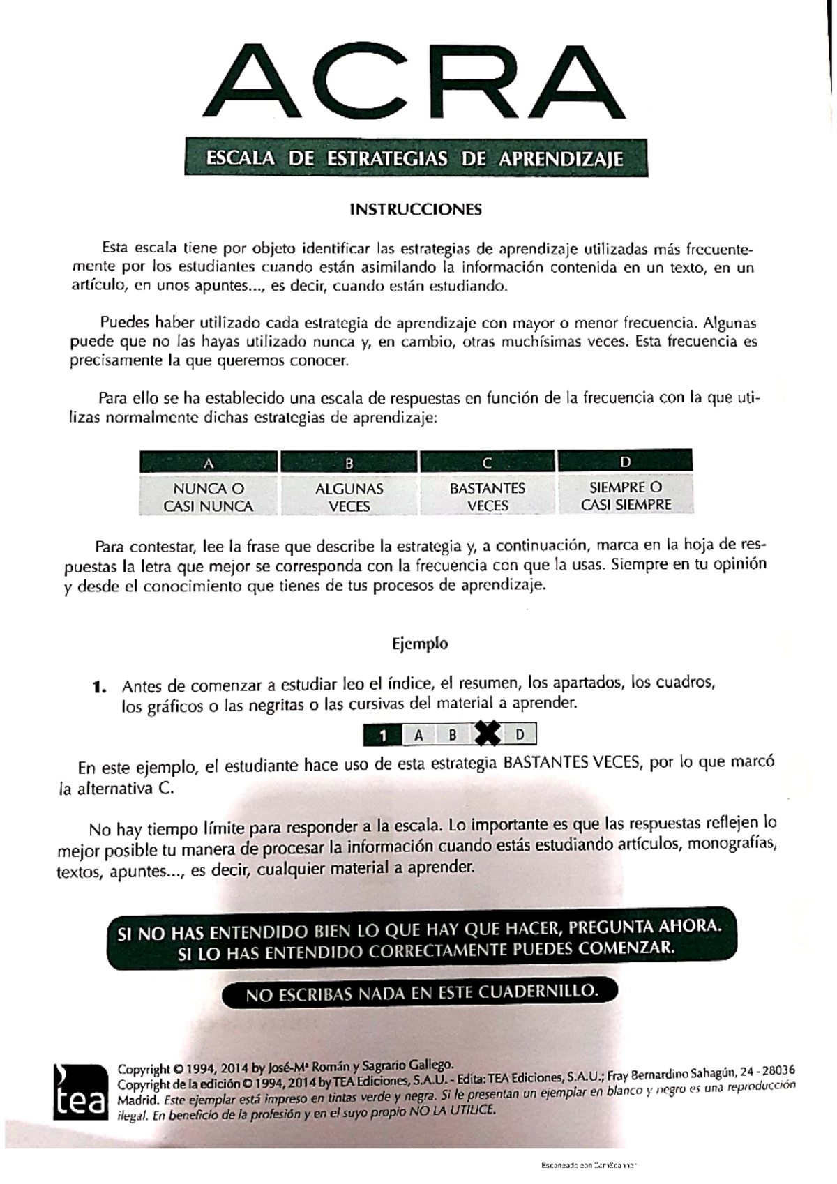 ACRA. Cuadernillo - evaluacion de la inteligencia - ACRA ESCALA DE ...