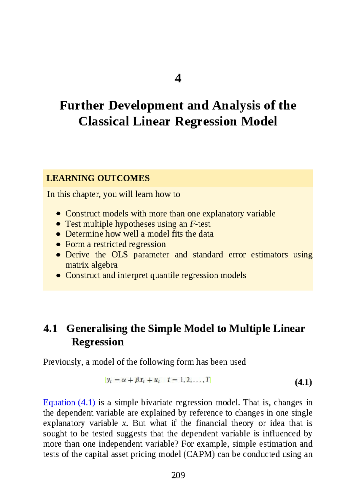Further Development of Classical Linear Regression Model (Chapter 4 ...