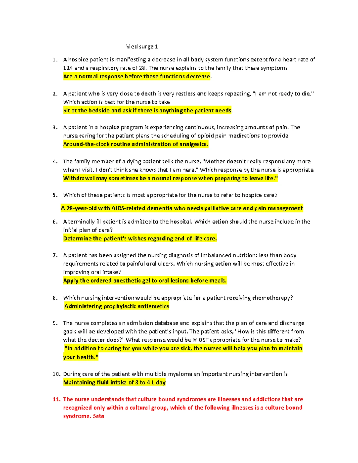 Med Surg Bundle (Med Surg 101) - Comprehensive Notes and Review - Studocu