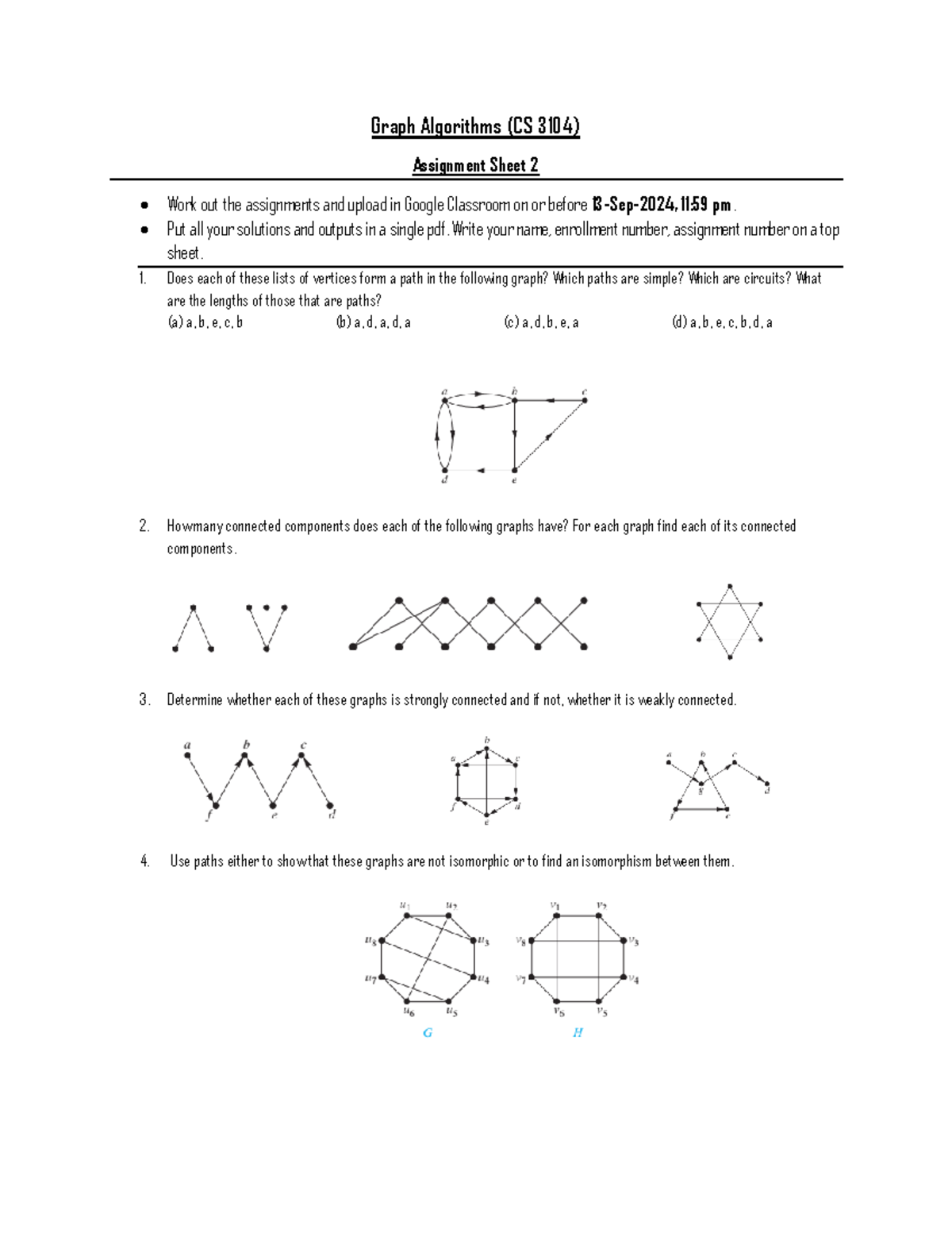 CS 3104 - Assignment 2: Graph Connectivity and Algorithms - Studocu