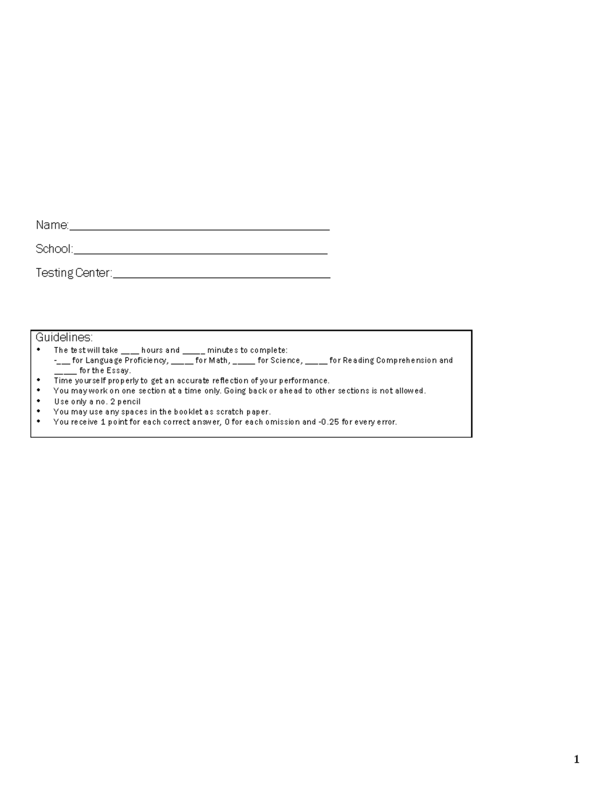 SPC Review - Entrance Exam Practice Test Guidelines and Questions - Document Preview