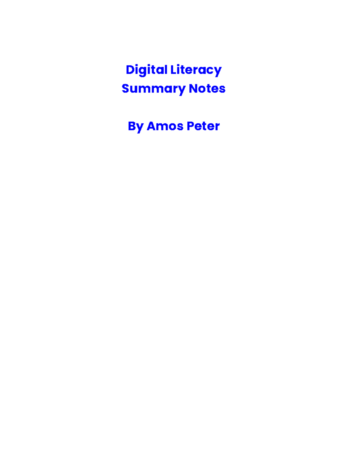 Digital Literacy (DL101) Summary Notes & Lesson Reviews - Studocu