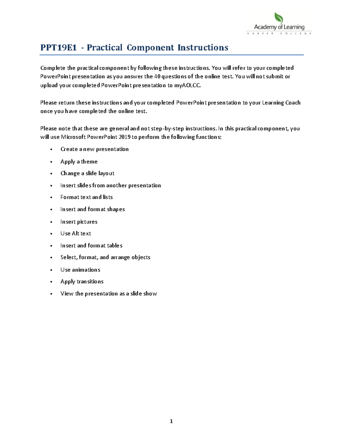 PPT19E1 - Practical Component Instructions for PowerPoint Exam - Studocu
