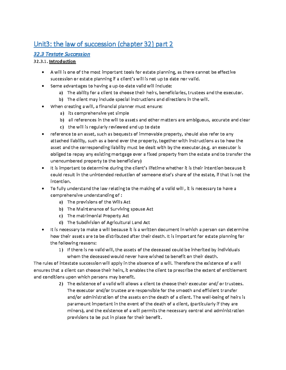 Unit 3: Law of Succession - Testate Succession Overview and Key ...
