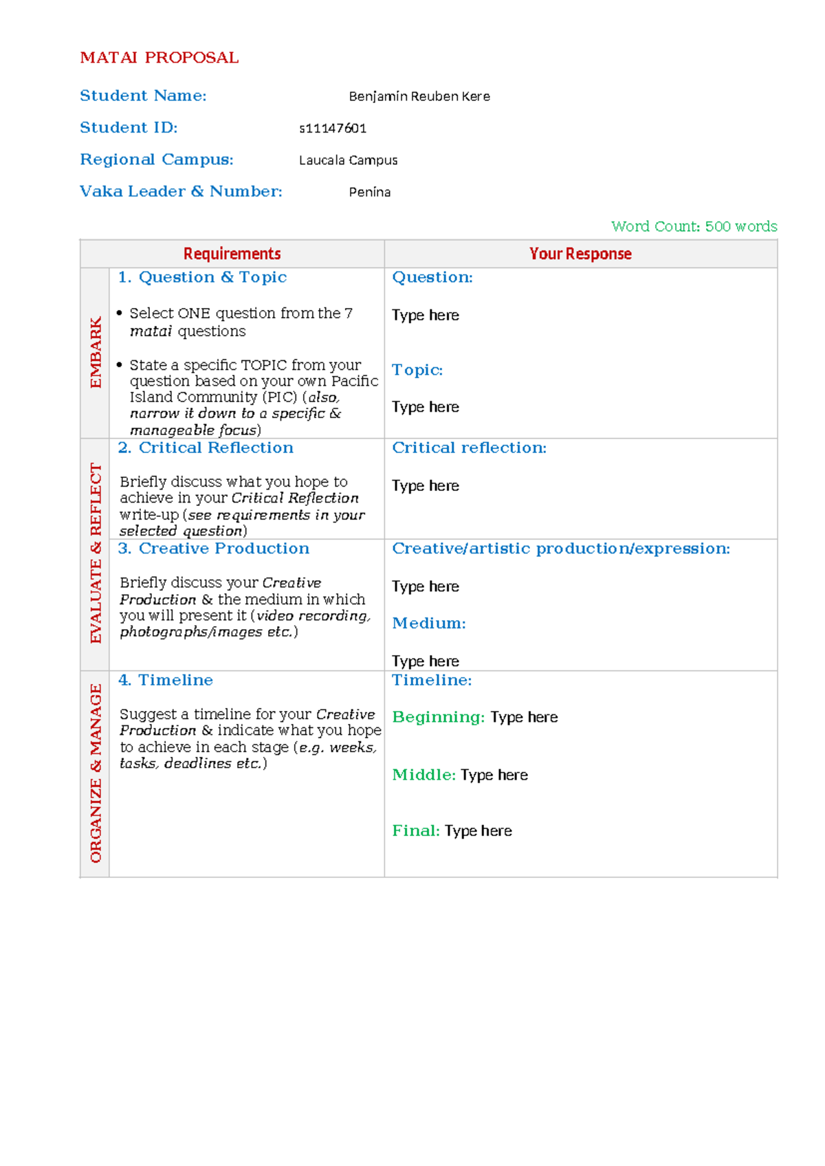 MATAI Proposal Template: Critical Reflection & Creative Production ...